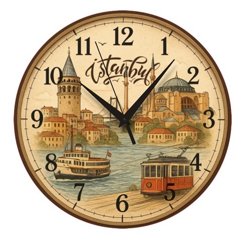 DAMPERLİ CAM ÜZERİ UV BASKILI SAAT