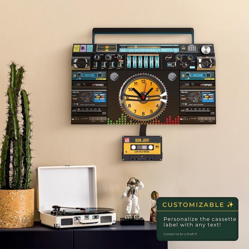 Retro Boombox Metal Duvar Saati