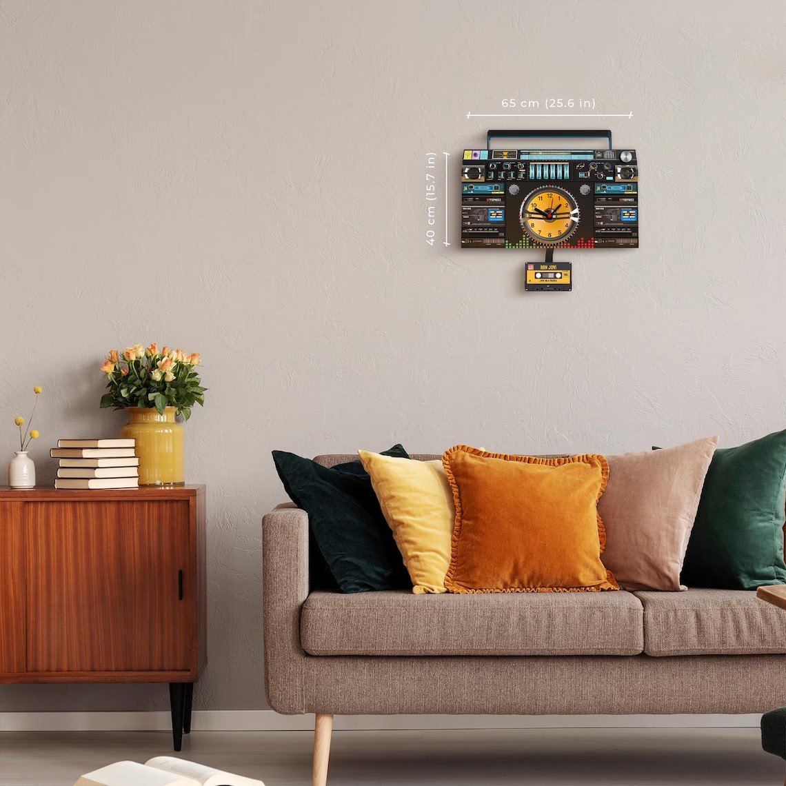 Retro Boombox Metal Duvar Saati